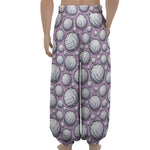 Purple And White Volleyball Print Lantern Pants