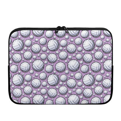 Purple And White Volleyball Print Laptop Sleeve