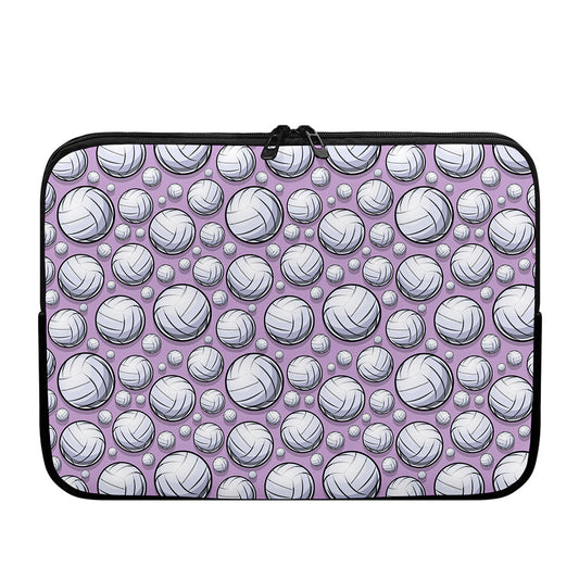Purple And White Volleyball Print Laptop Sleeve