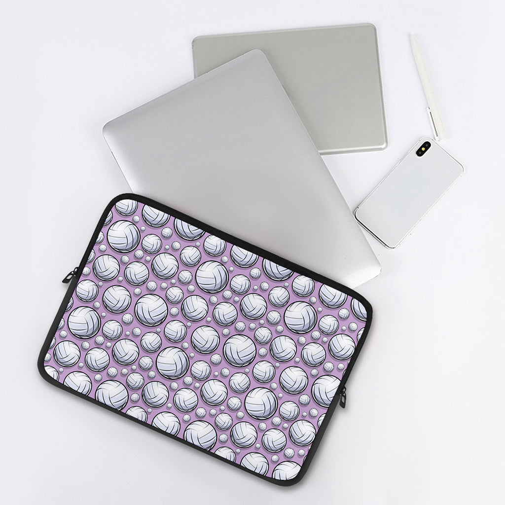 Purple And White Volleyball Print Laptop Sleeve