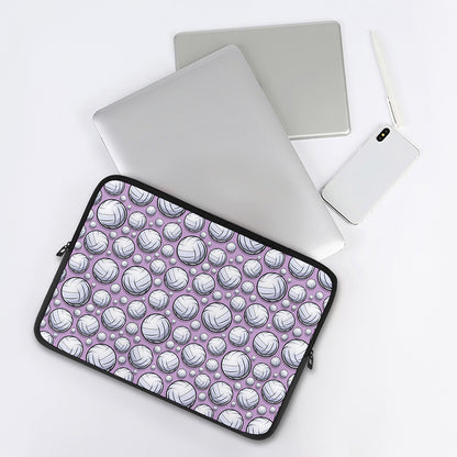 Purple And White Volleyball Print Laptop Sleeve