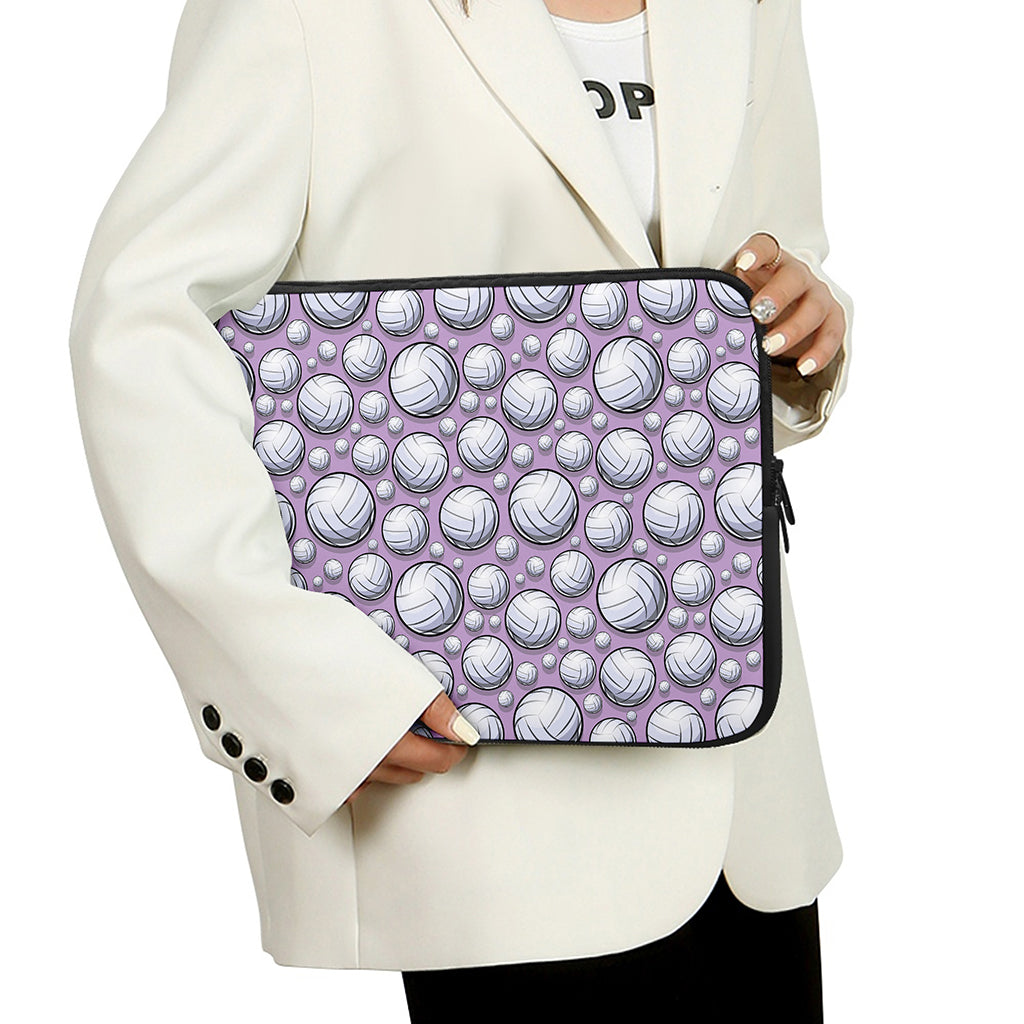 Purple And White Volleyball Print Laptop Sleeve