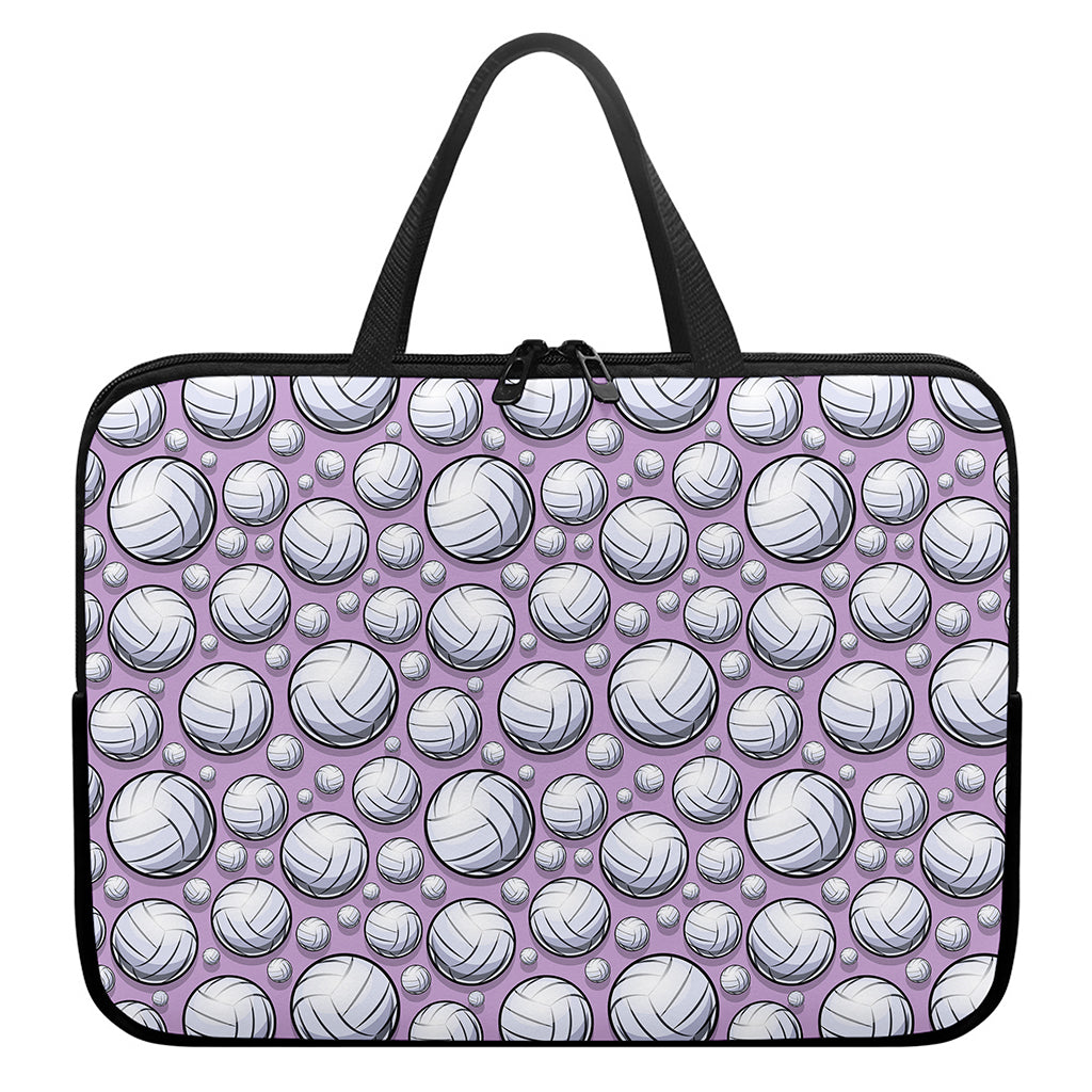 Purple And White Volleyball Print Laptop Sleeve With Handle