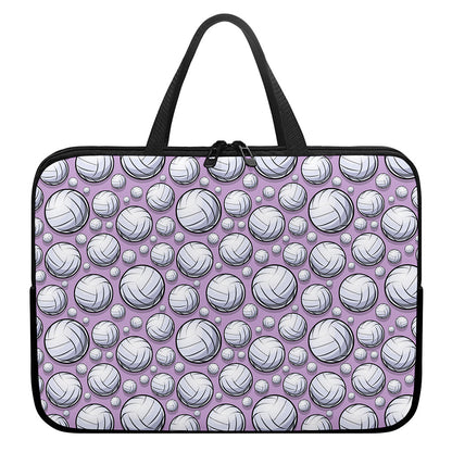 Purple And White Volleyball Print Laptop Sleeve With Handle