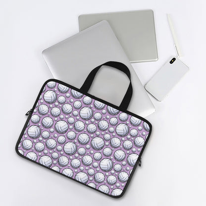 Purple And White Volleyball Print Laptop Sleeve With Handle