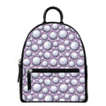 Purple And White Volleyball Print Leather Backpack