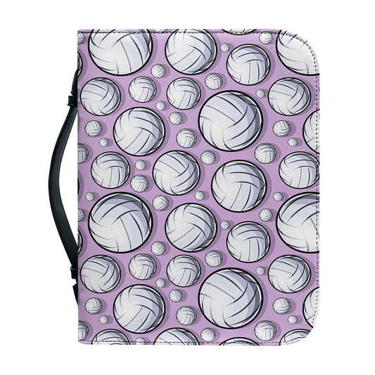 Purple And White Volleyball Print Leather Bible Cover