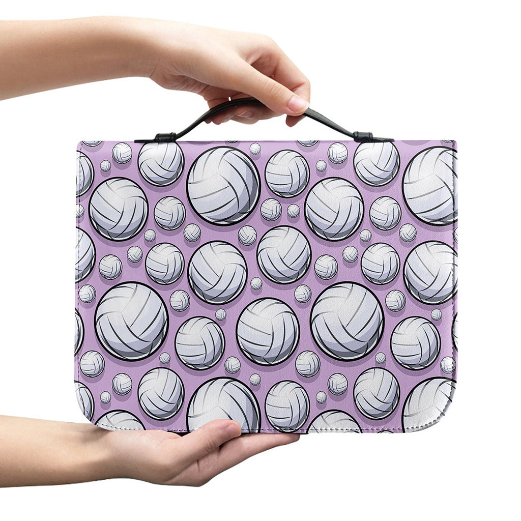 Purple And White Volleyball Print Leather Bible Cover