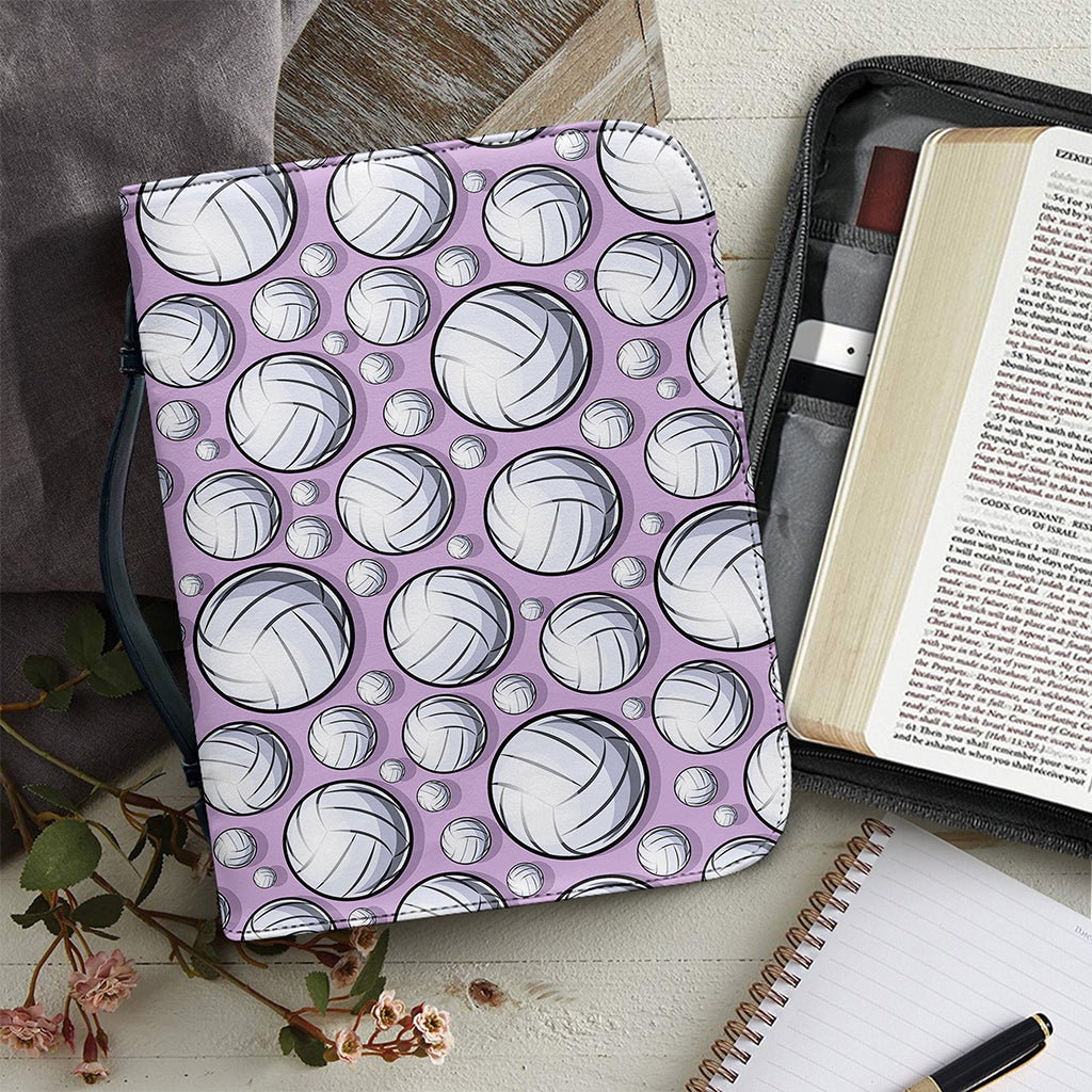 Purple And White Volleyball Print Leather Bible Cover