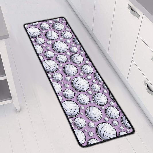 Purple And White Volleyball Print Long Kitchen Mat