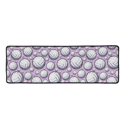 Purple And White Volleyball Print Long Kitchen Mat