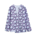 Purple And White Volleyball Print Long Sleeve Short Coat