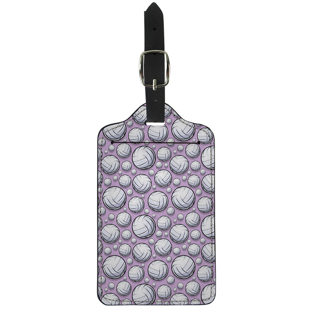 Purple And White Volleyball Print Luggage Tag