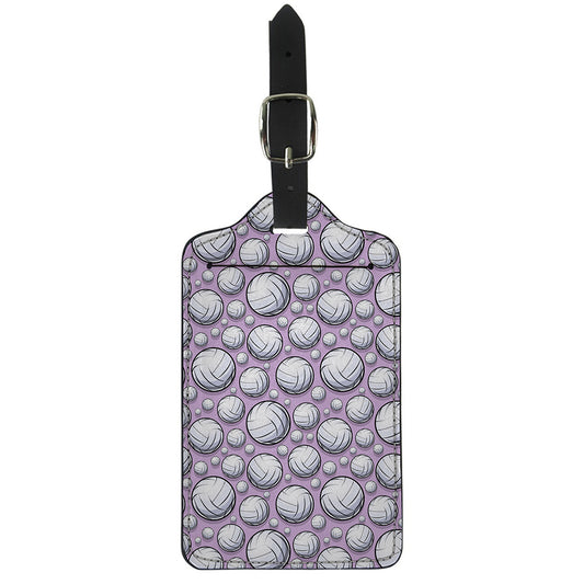 Purple And White Volleyball Print Luggage Tag