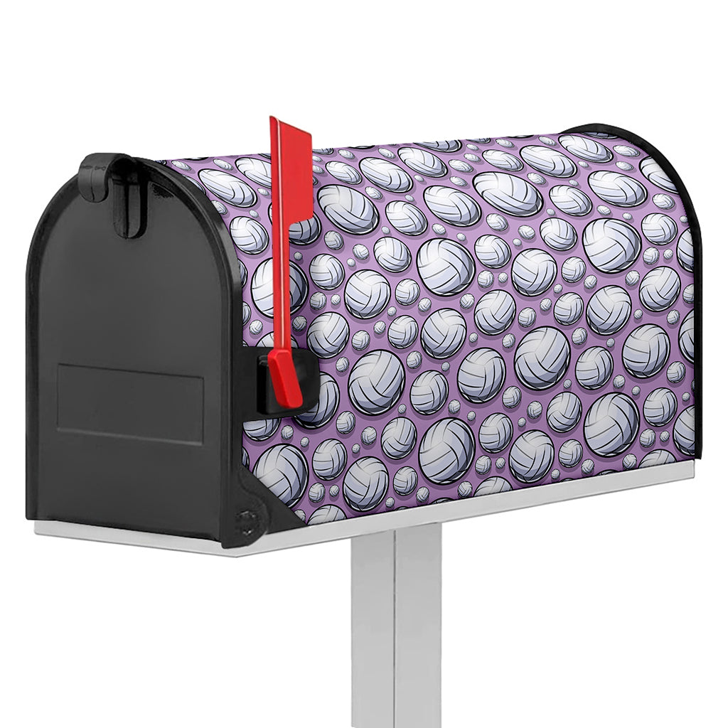 Purple And White Volleyball Print Mailbox Cover