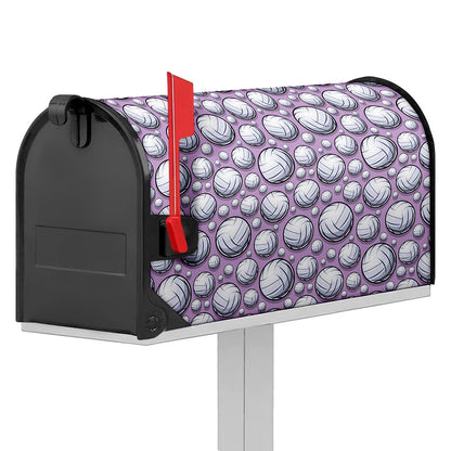 Purple And White Volleyball Print Mailbox Cover