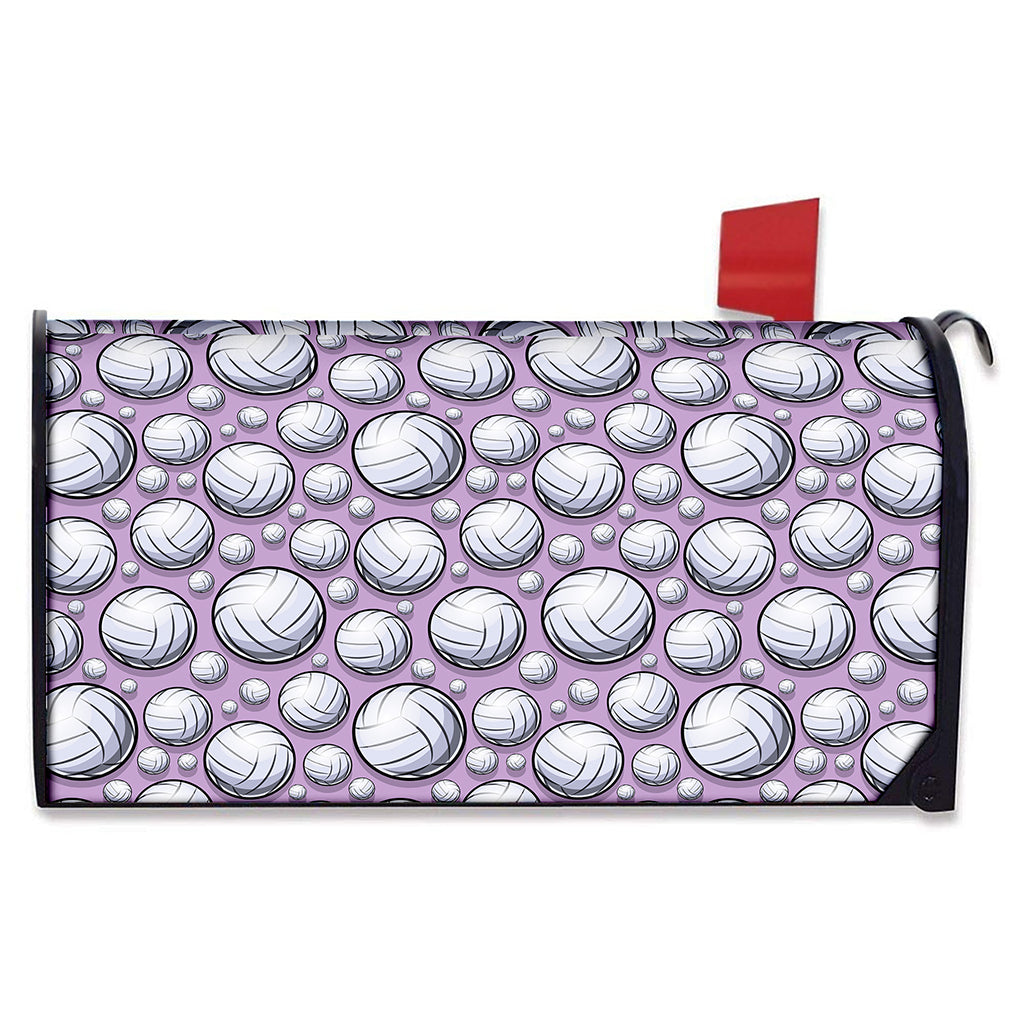 Purple And White Volleyball Print Mailbox Cover