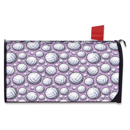 Purple And White Volleyball Print Mailbox Cover