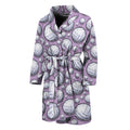 Purple And White Volleyball Print Men's Bathrobe