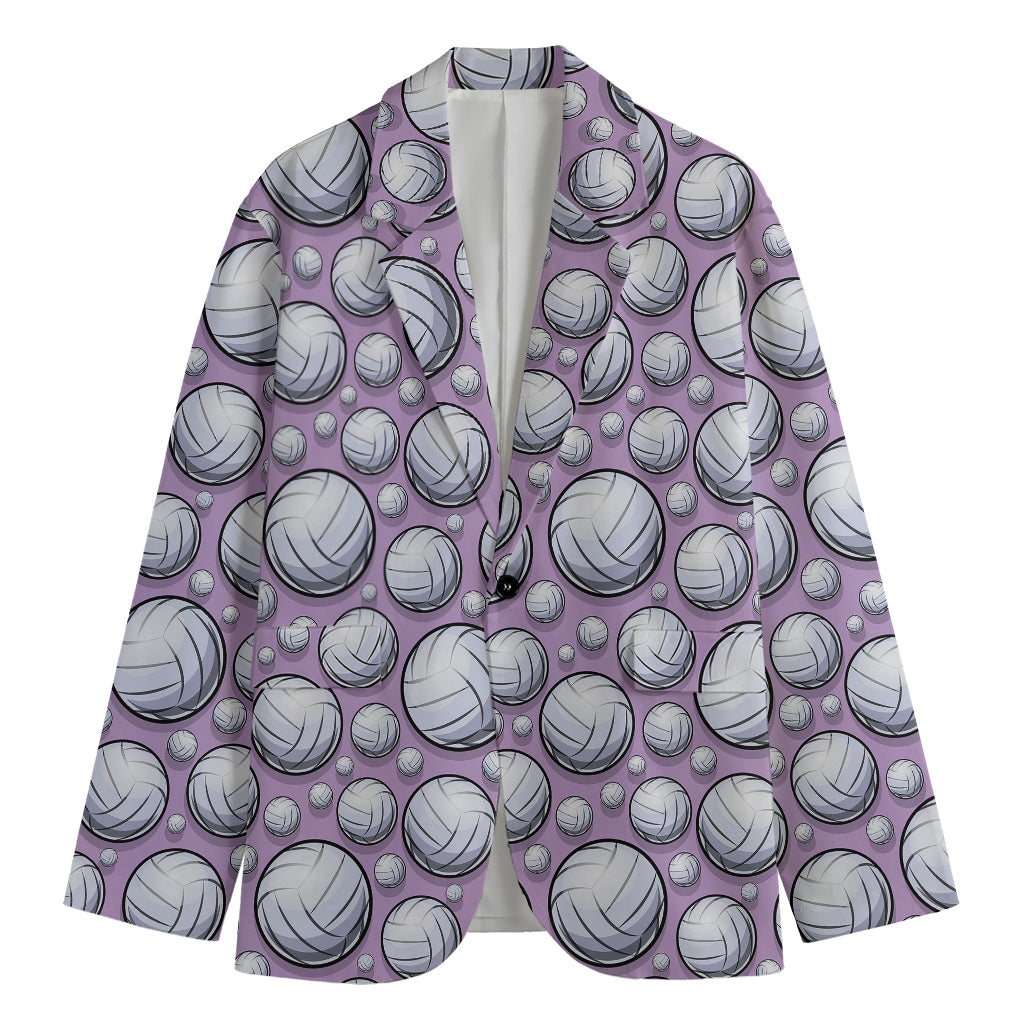 Purple And White Volleyball Print Men's Blazer