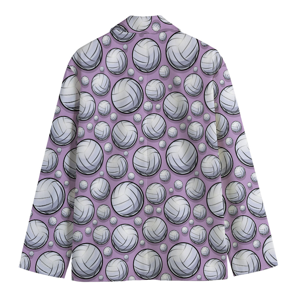 Purple And White Volleyball Print Men's Blazer