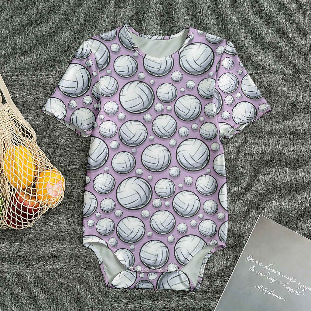 Purple And White Volleyball Print Men's Bodysuit