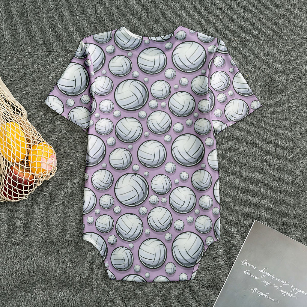 Purple And White Volleyball Print Men's Bodysuit