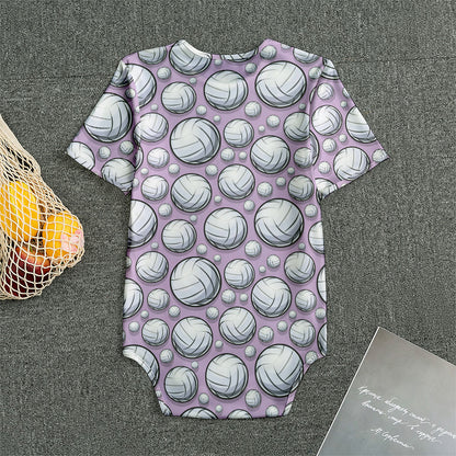 Purple And White Volleyball Print Men's Bodysuit
