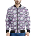Purple And White Volleyball Print Men's Bomber Jacket