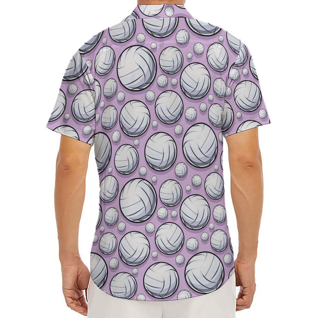 Purple And White Volleyball Print Men's Deep V-Neck Shirt