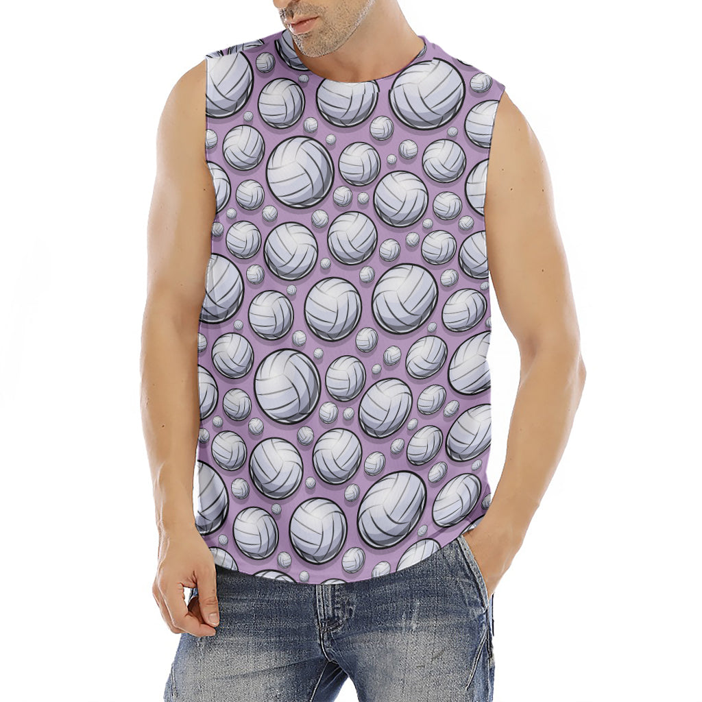 Purple And White Volleyball Print Men's Fitness Tank Top