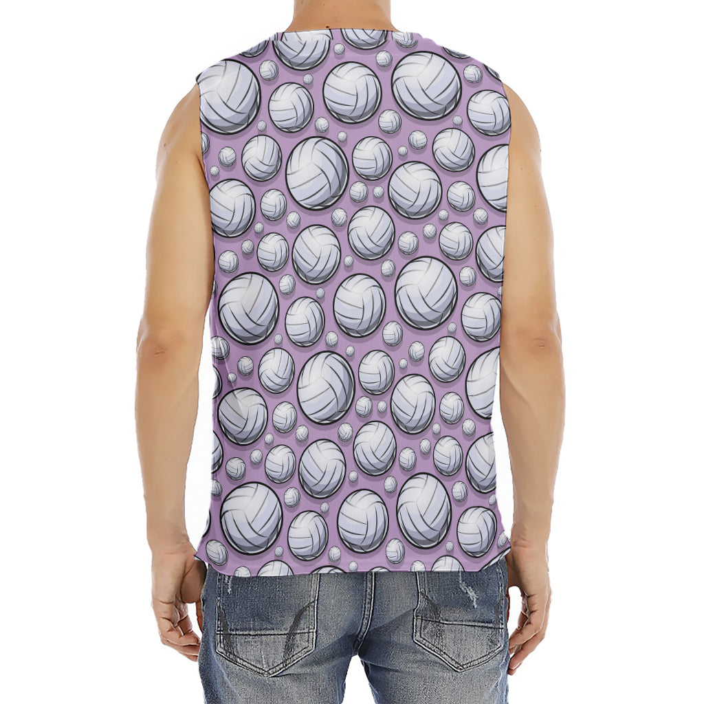 Purple And White Volleyball Print Men's Fitness Tank Top
