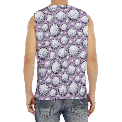 Purple And White Volleyball Print Men's Fitness Tank Top