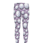 Purple And White Volleyball Print Men's leggings