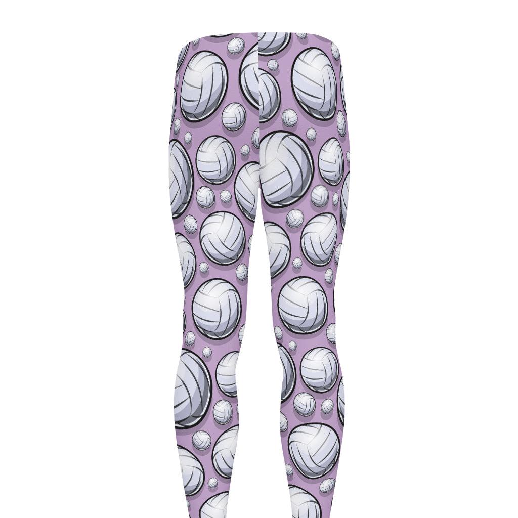 Purple And White Volleyball Print Men's leggings