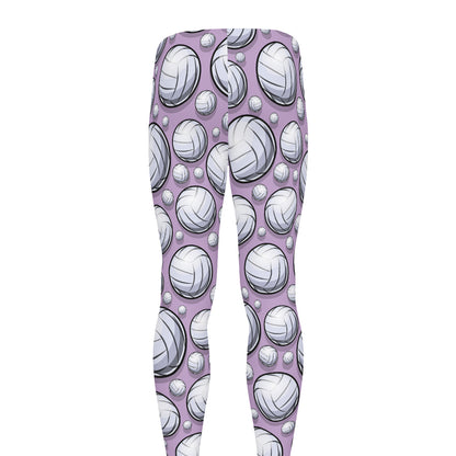 Purple And White Volleyball Print Men's leggings