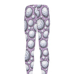 Purple And White Volleyball Print Men's leggings