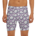 Purple And White Volleyball Print Men's Long Boxer Briefs