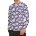Purple And White Volleyball Print Men's Long Sleeve Rash Guard