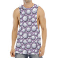 Purple And White Volleyball Print Men's Muscle Tank Top
