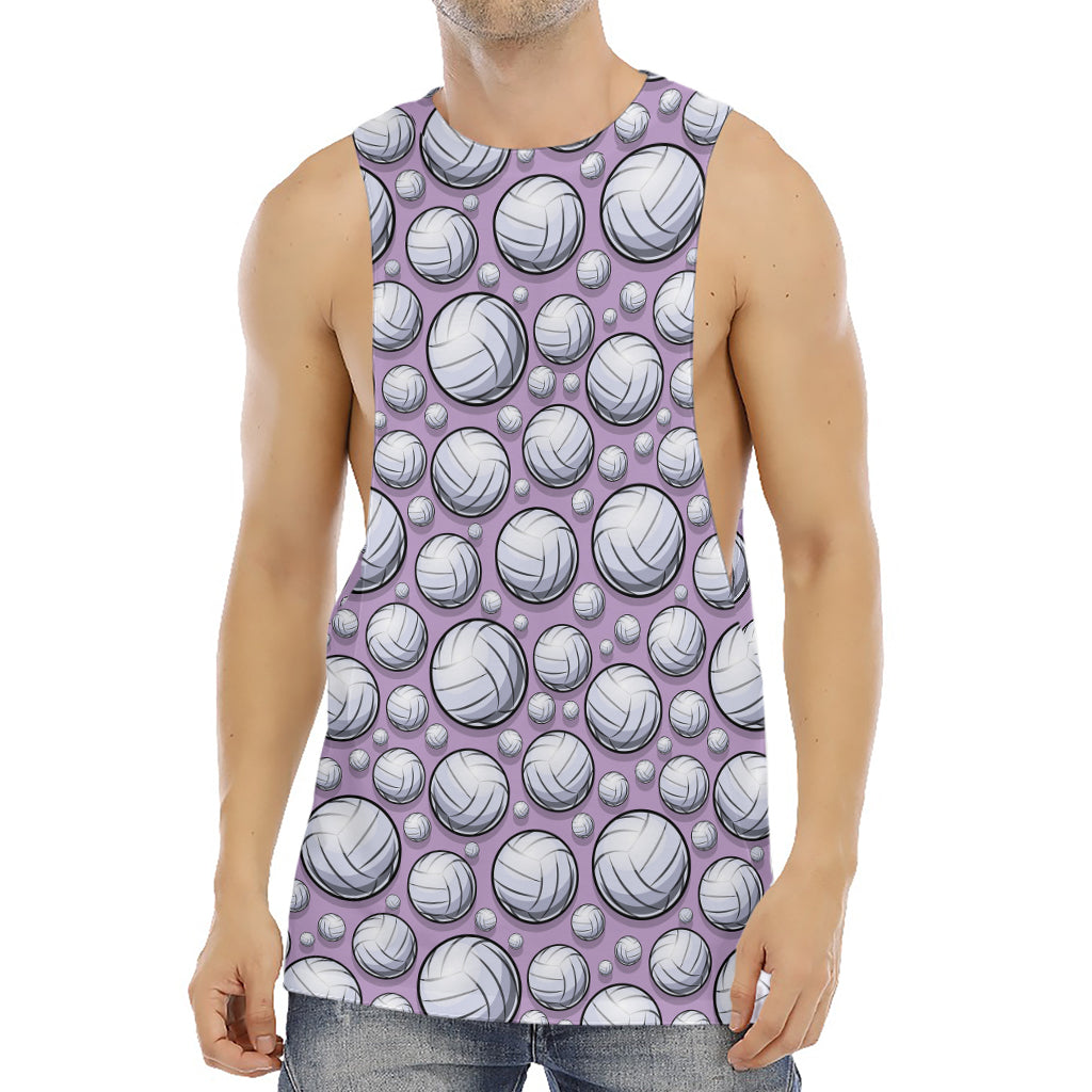 Purple And White Volleyball Print Men's Muscle Tank Top