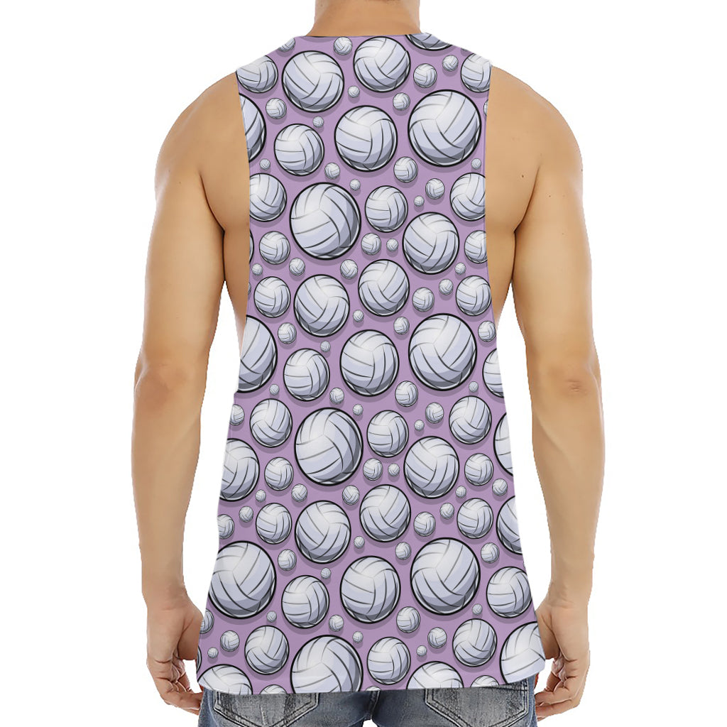 Purple And White Volleyball Print Men's Muscle Tank Top