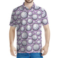Purple And White Volleyball Print Men's Polo Shirt