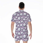 Purple And White Volleyball Print Men's Rompers