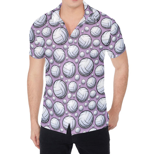 Purple And White Volleyball Print Men's Shirt