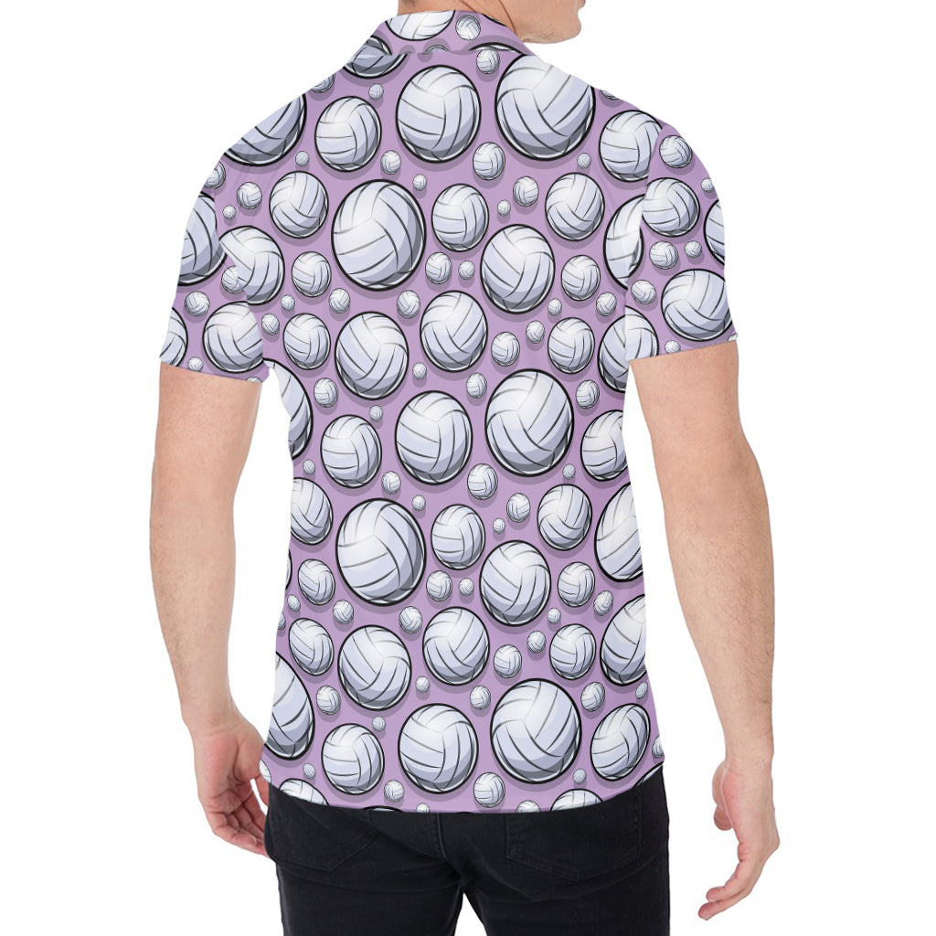 Purple And White Volleyball Print Men's Shirt