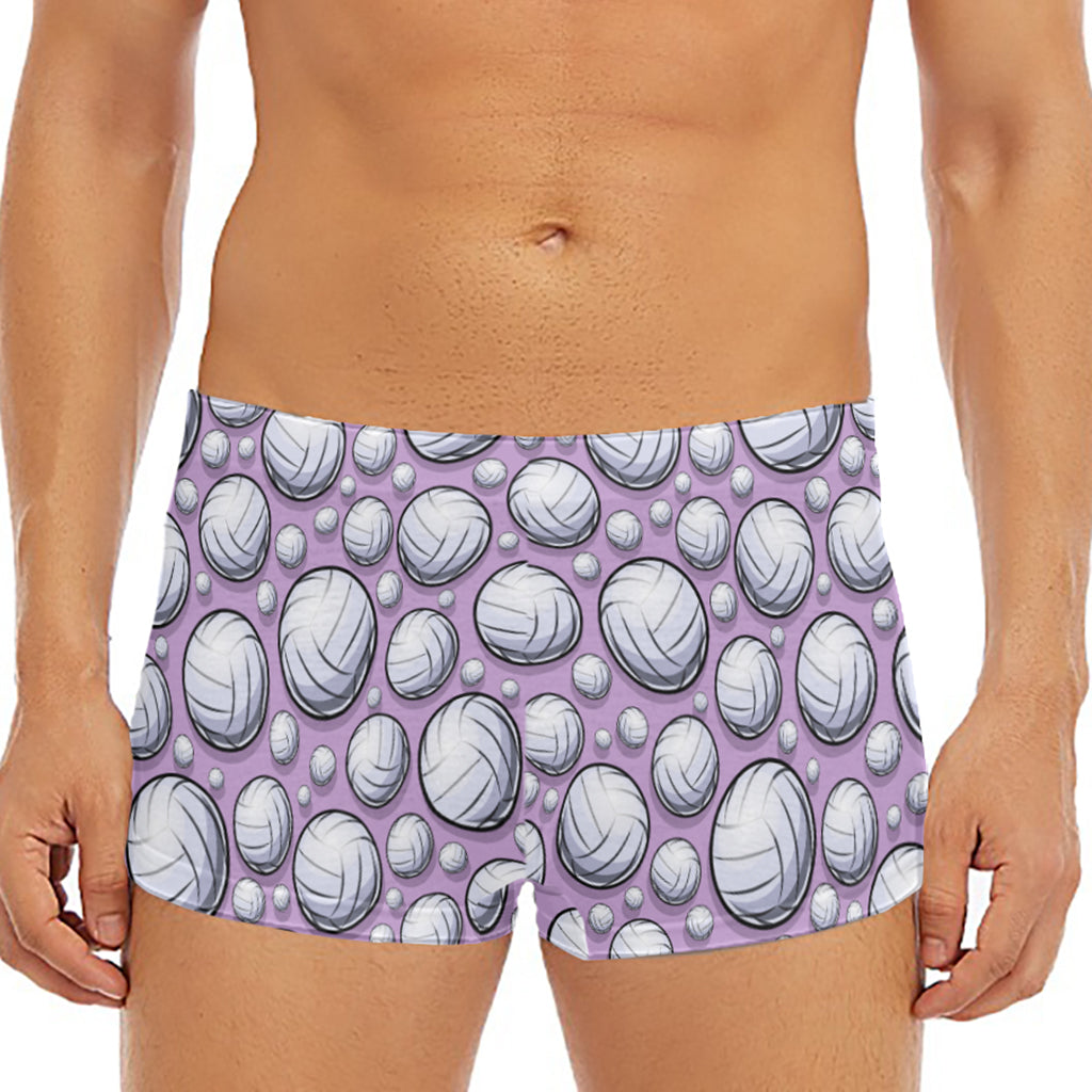 Purple And White Volleyball Print Men's Short Boxer Briefs