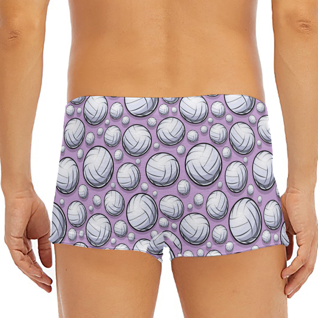 Purple And White Volleyball Print Men's Short Boxer Briefs