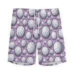 Purple And White Volleyball Print Men's Sports Shorts