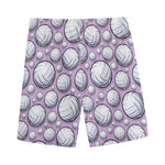 Purple And White Volleyball Print Men's Sports Shorts